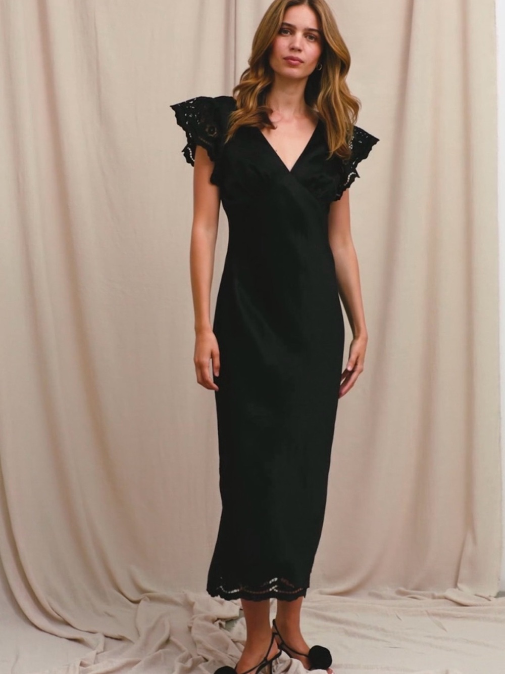 Rails Black Lace-Trim Maxi Dress